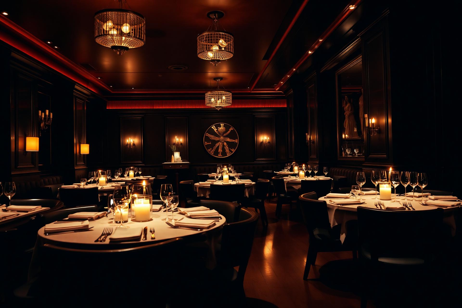 Elegant fine-dining interior at night